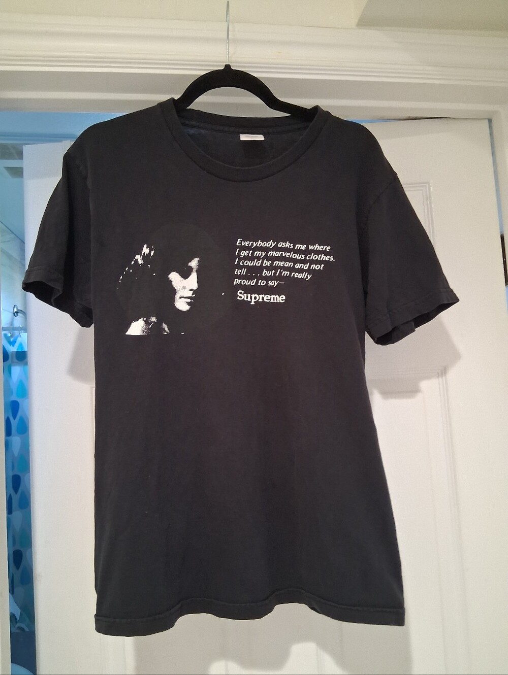 Supreme Black Photo-Text Graphic Tee